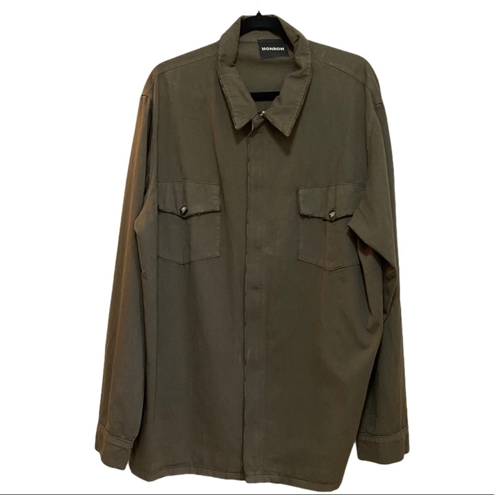 Monrow Men's Zip Up Green Olive Utility Chore Jacket/Shacket size XL